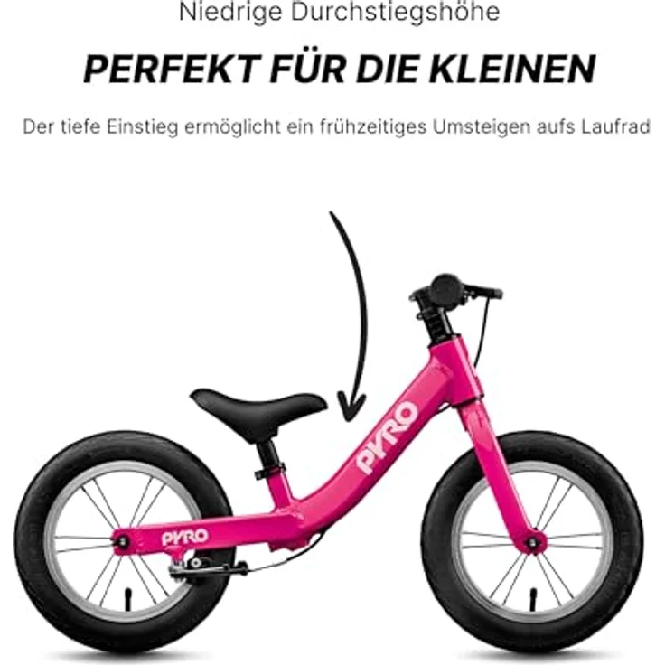 PYRO Bikes BB Twelve, Kinderfahrrad 12-Zoll Balancebike für Kleinkinder, Magenta, ergonomischer Sattel, höhenverstellbarer Lenker, V-Bremsen – Bild 7