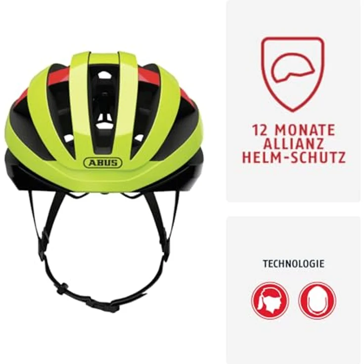 ABUS Viantor Neon Yellow M Fahrradhelm, Rennradhelm für Einsteiger mit hoher Sicherheit und komfortabler Passform – Bild 2