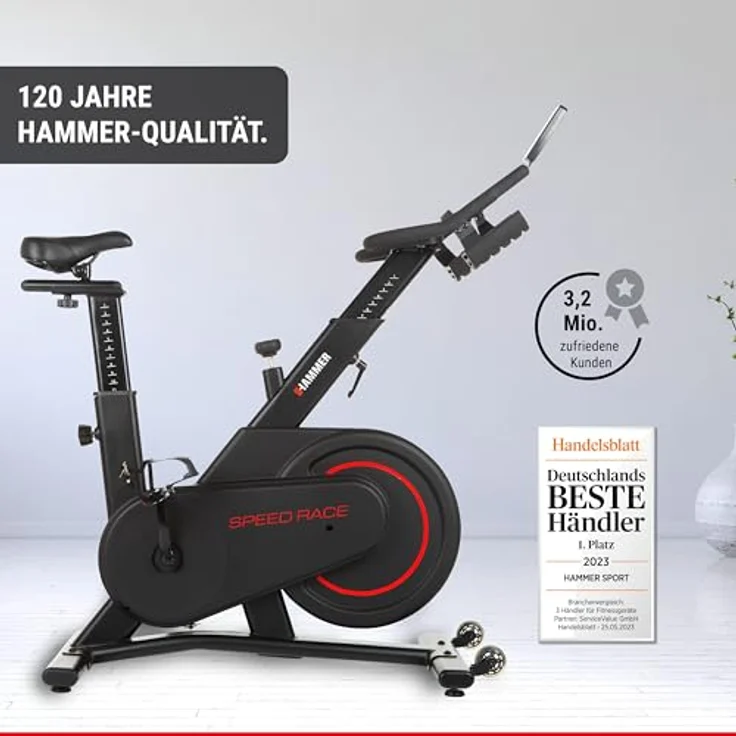HAMMER Speedbike Speed Race, Indoor Cycle, 16 kg Schwungmasse, Kinomap & BitGym – Bild 5