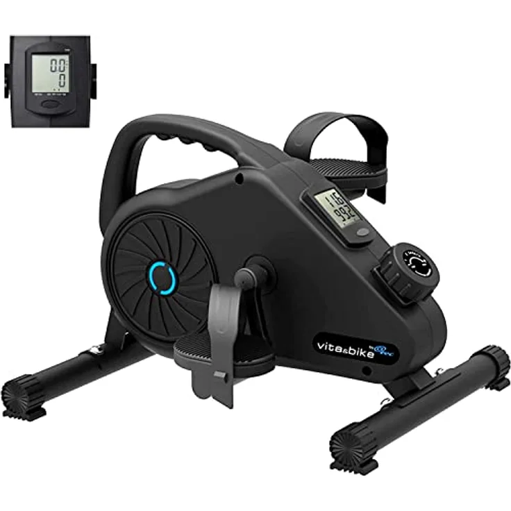 Vita&Bike Mini Fitness Bike, Heimtrainer, Pedaltrainer mit einstellbaren 8-stufigen Magnetwiderstand Arm- und Beintrainer, Ausdauertraining für Zuhause und Büro Schwarz