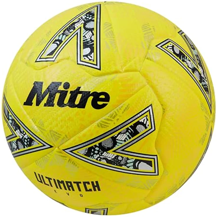 Mitre Ultimatch Evo Fußball, verbesserte Kontrolle, zusätzliche Haltbarkeit, FIFA Basic-zertifiziert, Fluo-Gelb/Flutlicht-Gelb/Kiesiges Gold, Größe 3 – Bild 2