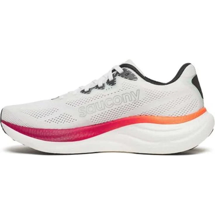 Saucony RIDE 19 Herren Laufschuhe, White/Crimson, Atmungsaktives Mesh, PWRRUN+ Zwischensohle, 8 mm Sprengung, optimal für Normalpronierer – Bild 3