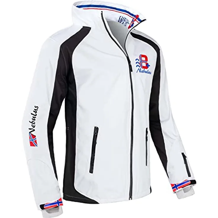 Nebulus Softshell Skijacke VIGGO Herren, warme und praktische Winterjacke mit taillierter Passform, weiss-schwarz, M