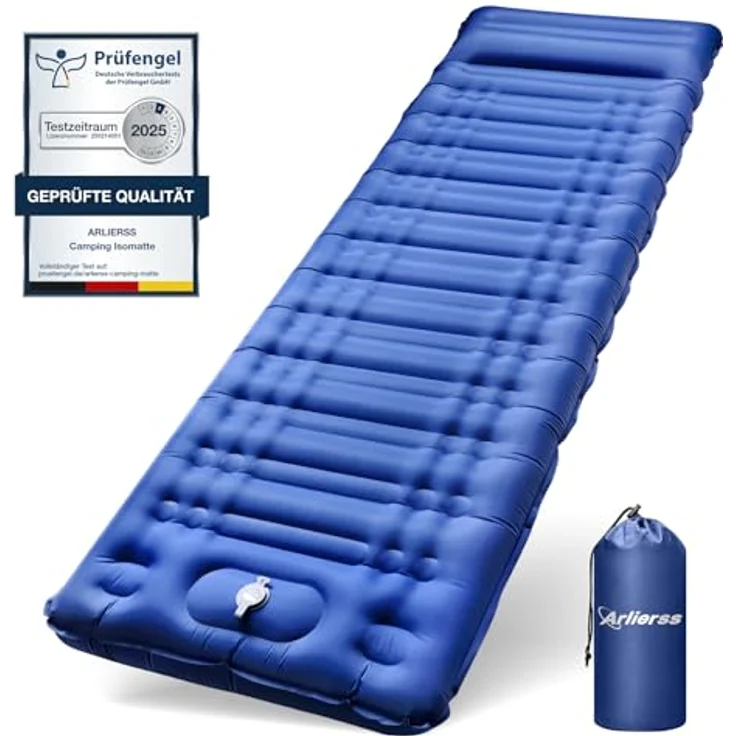 Arlierss Camping Isomatte 12CM Dick mit Integrierter Fußpumpe und Kissen, ultraleicht, wasserfest, 200 x 68 cm – Bild 1