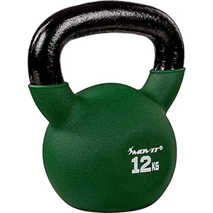 MOVIT Kettlebell PRO, Kugelhantel aus Gusseisen mit Neoprenbeschichtung, 12 Varianten: 2 bis 24 kg, schadstoffgeprüft, Schwunghantel Kugelgewicht – Bild 1