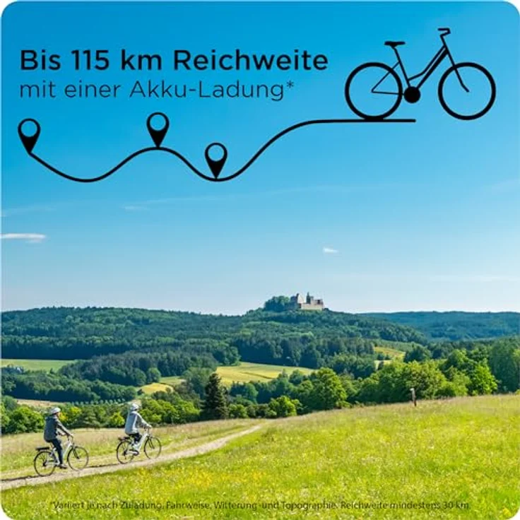 ZÜNDAPP Z802 E Bike Trekking 28 Zoll Elektrofahrrad mit 21 Gängen, bis 115 km, Beleuchtung, LED Display (weiß/lila, 48 cm) – Bild 2