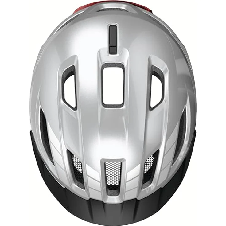 ABUS Urban-I 4.0 ACE, Fahrradhelm mit aufladbarem Rücklicht, 4 Leuchtmodi, Zopf-Öffnung, magnetischem Verschluss, Größe S, silber – Bild 5