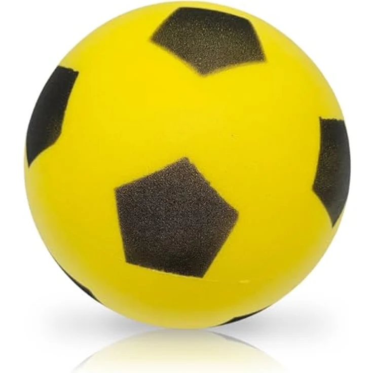 ALLDORO Schaumstoffball Ø 20 cm, gelber Fußball-Design, weicher Ball für Kinder – Bild 1