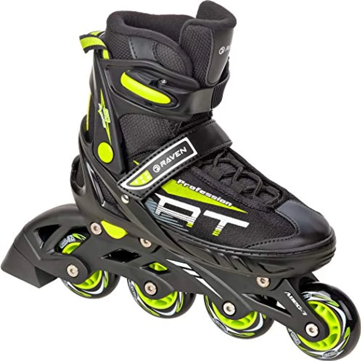 RAVEN Profession 2in1 Schlittschuhe Inlineskates, verstellbar für Kinder und Erwachsene, Black/Lime, Größen 38-42 (25cm-27,5cm), mit Triple-Vent-System und sicherem Verschlusssystem – Bild 3