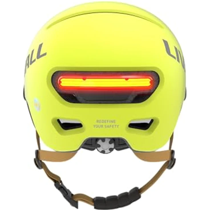 Livall L23, Gelber Fahrradhelm mit Schutzvisier, LED-Beleuchtung und SOS-Funktion, Größe L 58-61 cm – Bild 4