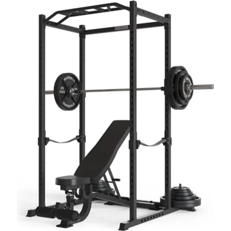 Atletica R5-Base Power Rack | Squat Rack Basiskäfig für Grundübungen | Multi-Grip Klimmzugstange, Safety Straps, J-Hooks & Gewichts-Pins | 213 cm Höhe, Kraftstationen – Bild 1