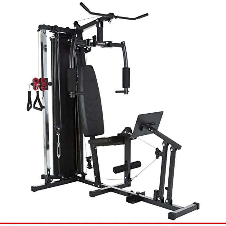 HAMMER Kraftstation Ferrum TX3, Trainingsstation mit Seilzugsystem, Beinpresse & Power-LAT.-Bar, Multistation für Beintraining, Bauch, Rücken & Co, 50 Übungsmöglichkeiten, 210 x 120 x 198 cm – Bild 1