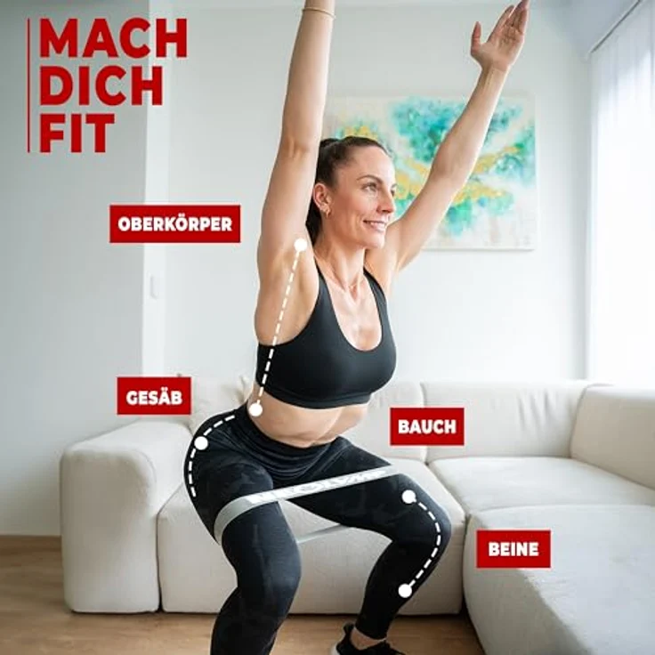 NEOLYMP 3er Fitnessbänder Set aus Naturlatex, reißfest mit Fitness E-Book und Tragebeutel, grau – Bild 4