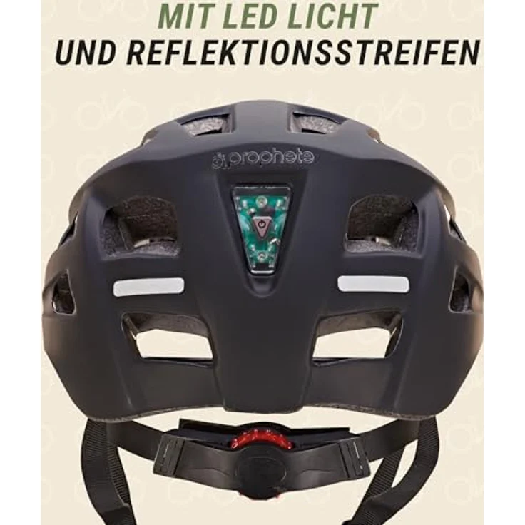 Prophete Fahrradhelm mit LED-Rücklicht, Fidlock-Verschluss, Größe 55-58 cm, modernes Design in Schwarz, optimale Belüftung, sicher & komfortabel für Damen und Herren – Bild 4