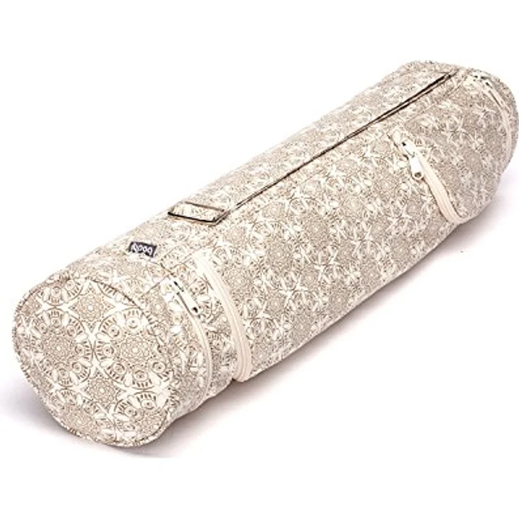 Bodhi Yogatasche ASANA Bag Cotton | Maharaja Collection | Yogamattentasche für Matten bis 200 cm Länge | Baumwolltasche mit Außentaschen | 70 cm | Madurai/Ecru – Bild 1