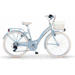 MBM Citybike New Primavera 26 Zoll, Fahrrad, hellblau/weiß, 6-Gang Kettenschaltung, V-Brakes, helle Beleuchtung