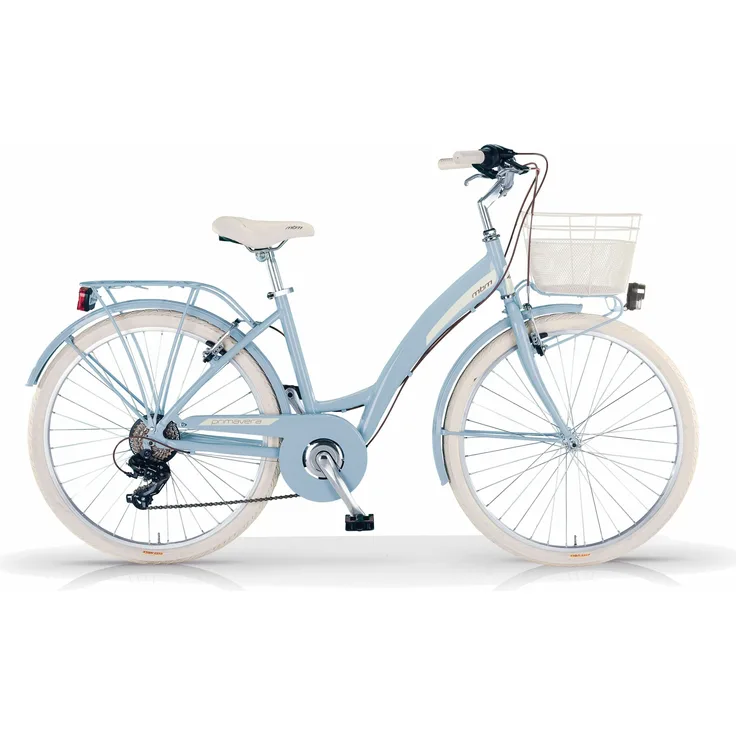 MBM Citybike New Primavera 26 Zoll, Fahrrad, hellblau/weiß, 6-Gang Kettenschaltung, V-Brakes, helle Beleuchtung