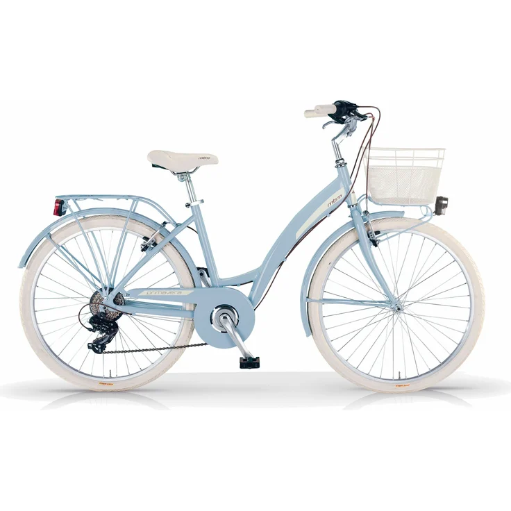 MBM Citybike New Primavera 26 Zoll, Fahrrad, hellblau/weiß, 6-Gang Kettenschaltung, V-Brakes, helle Beleuchtung