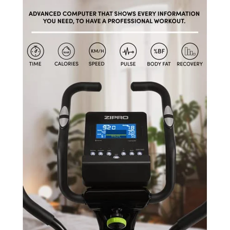 Zipro Dunk Magnetischer Crosstrainer für Zuhause iConsole+ bis zu 150 kg - 12-Stufen Widerstand Ellipsentrainer Heimtrainer mit Computer misst Puls Kalorien Distanz Schnelligkeit - in Grau – Bild 5
