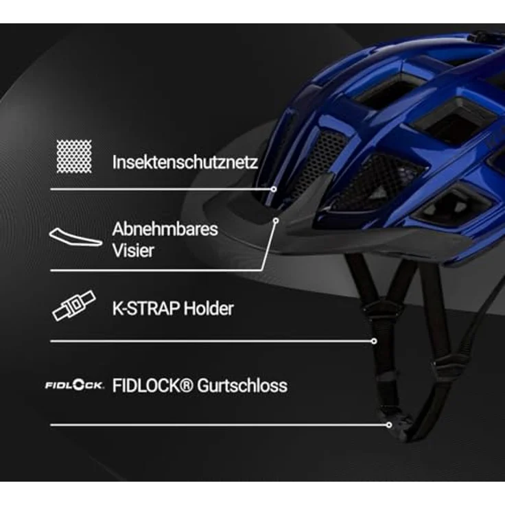 KED CROM, leichter Fahrradhelm mit K-FIT Anpassungssystem und Rücklicht, blau-schwarz M 52-58 cm – Bild 2