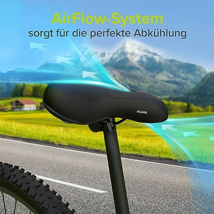 VELMIA Velmia Fahrradsattel [Stadt] – Bequemer, wasserdichter Fahrradsitz mit ergonomischem Design und 3-Zonen Konzept für Männer und Frauen, 22,8 cm breit – Bild 4