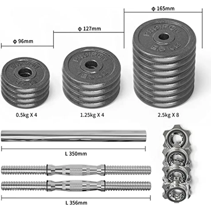PROIRON Hanteln, Hantelset aus Gusseisen, 2 in 1 Kurzhanteln & Langhantel mit Verbindungsrohr, 5-30kg verstellbar Hantel Set 2er Kurzhantelset, Professionell Dumbbell Gewichten für Krafttraining – Bild 3