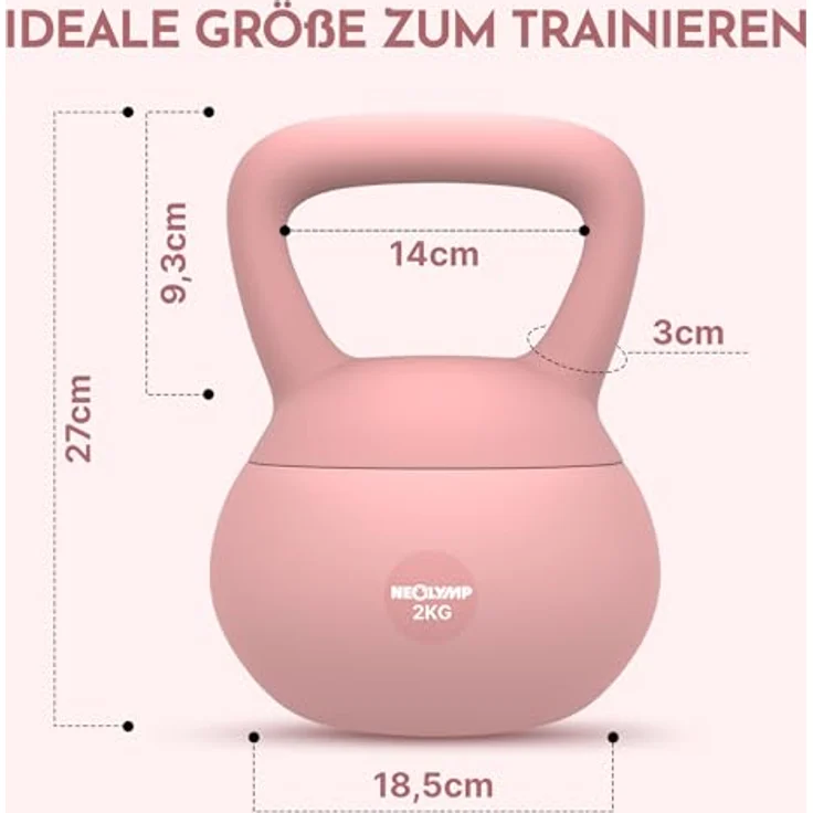 NEOLYMP Soft Kettlebell, bodenschonende & leise Kugelhantel mit Eisensandfüllung, ergonomischer Softgriff, 2–12 kg, ideal fürs Homegym – Bild 3