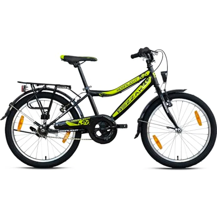 Rezzak 20 Zoll Fahrrad Kinderfahrrad Jungen Fahrrad 20 Zoll Rücktrittbremse RH 33 Schwarz Grün NEU-041, Cityrad mit Rücktrittbremse, Batteriebetriebene Lichter, Reflektoren, Klingel und bequemem Sattel – Bild 2