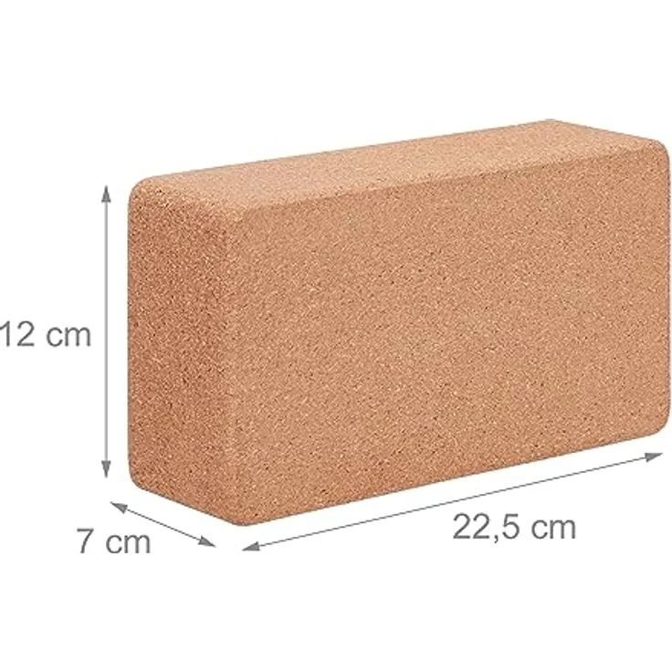 Relaxdays Yogablock, 2er Set, Yogaklötze aus Kork, für Yogaübungen, HBT: 12 x 22,5 x 7 cm, rutschfeste Yogawürfel, natur – Bild 4