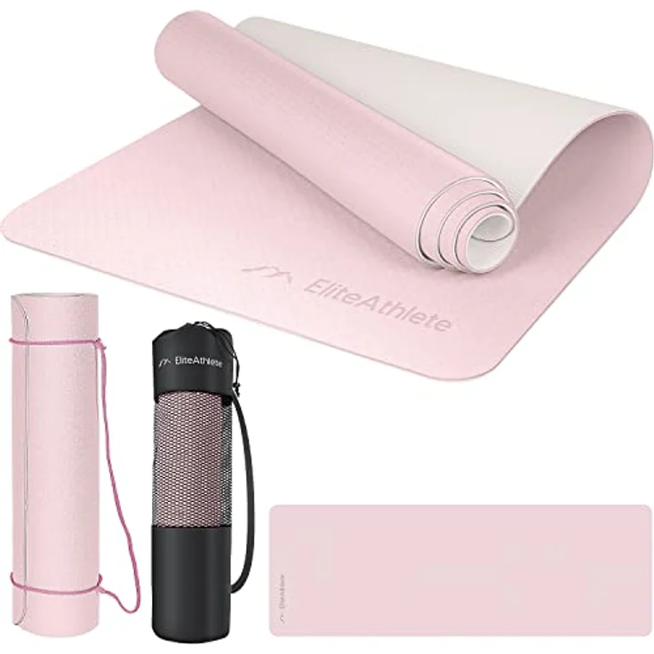 EliteAthlete Yogamatte - Sportmatte - Fitnessmatte - Gymnastikmatte gepolstert & rutschfest für Fitness, Pilates - Yoga Matte - 183 cm x 61 cm x 0.6 cm - Trainingsmatte inkl. Transportgurt + Tasche – Bild 1