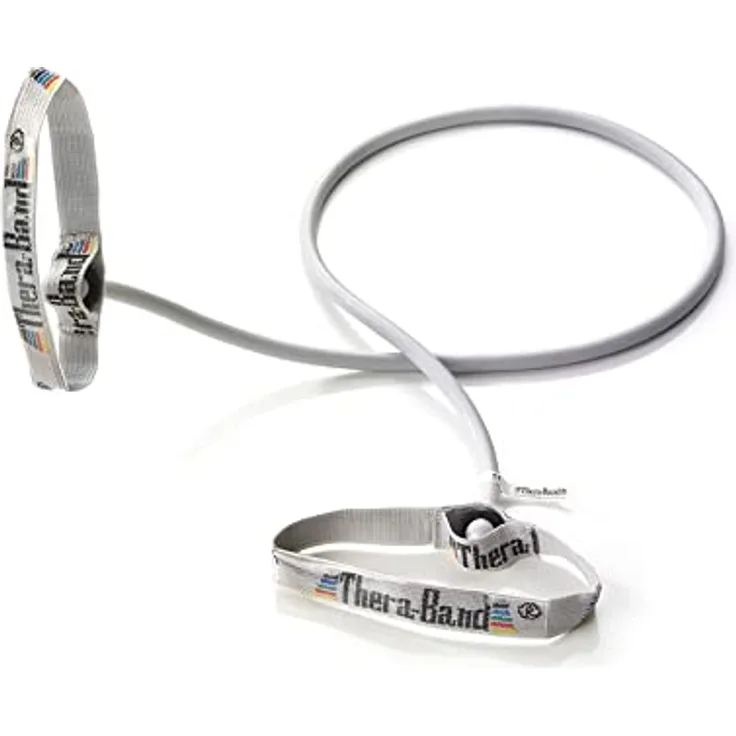 TheraBand Bodytrainer Tubing mit flexiblen Griffen, Silber | Super schwer, 1,40 m, individuell zuschneidbar