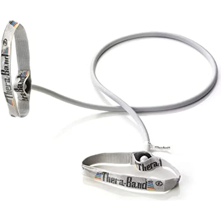 TheraBand Bodytrainer Tubing mit flexiblen Griffen, Silber | Super schwer, 1,40 m, individuell zuschneidbar – Bild 1