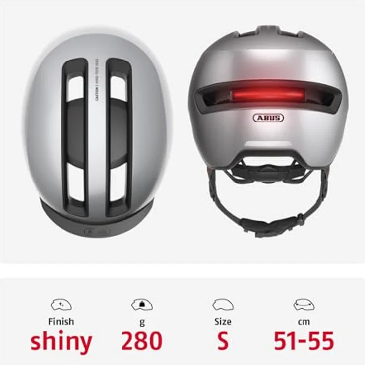 Abus HUD-Y Velohelm, futuristisches Design mit wiederaufladbarem LED-Rücklicht, 51 - 55 cm – Bild 3