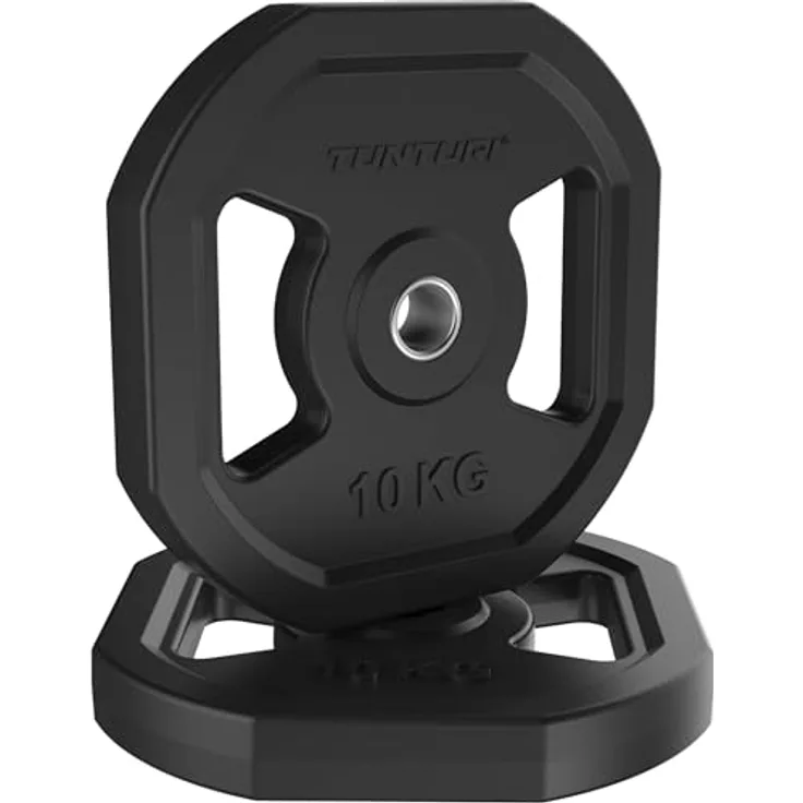 Tunturi Erweiterung Aerobic Pump Gewichteset, 2x 10 kg, robuste Metallplatten mit Gummibeschichtung, ergonomische Griffe, kompatibel mit 30 mm Standard-Langhantelstangen
