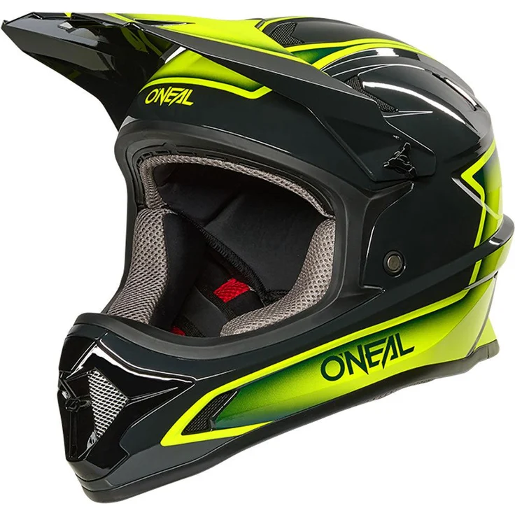 O'Neal Onu Helm Lick, Fullface Fahrradhelm in Grau/Neon Gelb, Größe S, ABS Außenschale, optimal belüftet, Fidlock Magnetverschluss