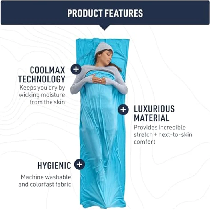 Sea To Summit Breeze Liner Rechteck, Schlafsack-Inlett aus Coolmax EcoMade mit HeiQ-Fresh-Technologie, komfortabel und geruchsfrei – Bild 3
