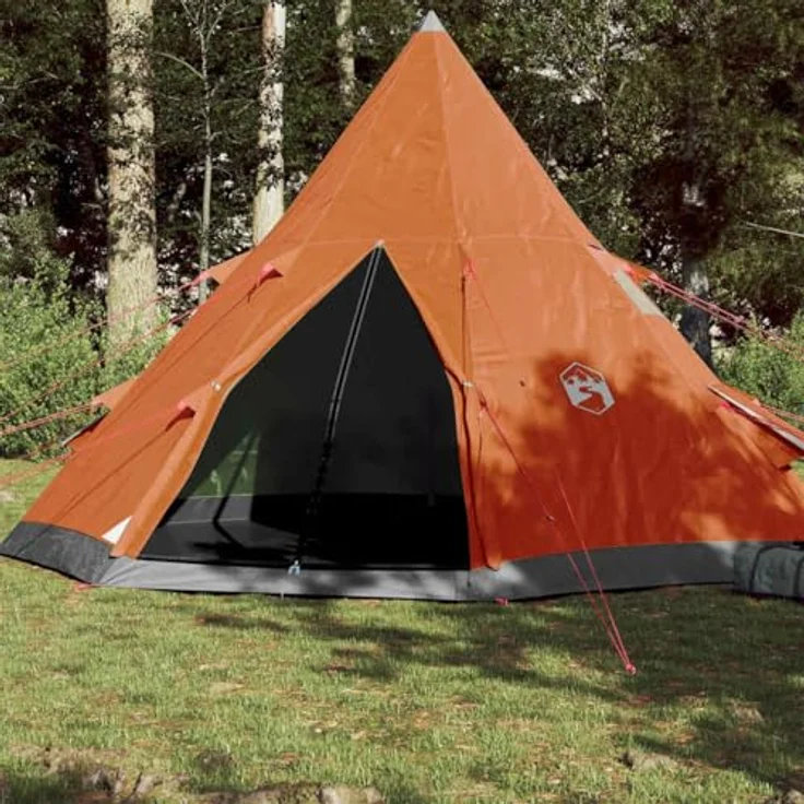 vidaXL Campingzelt, Tipi Zelt für 4 Personen Wasserdicht, Pyramidenzelt Leicht Tragbar, Indianerzelt für Camping Outdoor Wandern, Orange – Bild 2