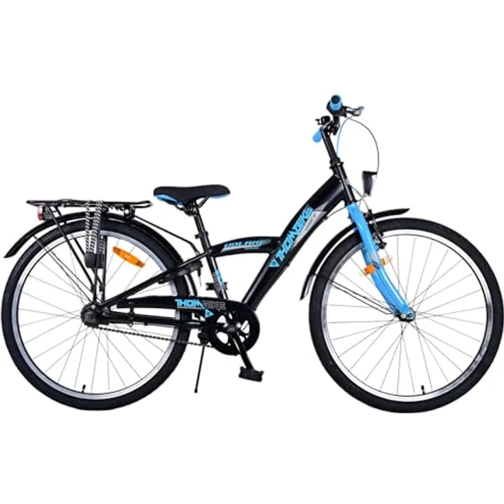 Volare Kinderfahrrad Thombike für Jungen 24 Zoll - 3-Gang-Schaltung, Schwarz/Blau