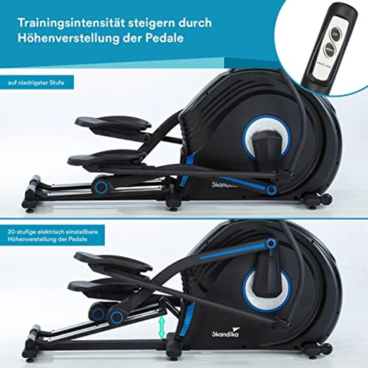 Skandika Crosstrainer CardioCross Conqueror, Premium Ellipsentrainer | 25kg Schwungmasse, App-Kompatibel mit Kinomap, 31 Programme, 32 Stufen, Pulsmessung, Höhenverstellung | max. 150kg – Bild 4