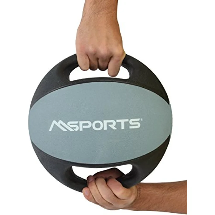 MSPORTS Medizinball Premium mit Griffe 1 – 10 kg – Professionelle Studio-Qualität Gymnastikbälle (10 kg - Hellgrau) – Bild 3