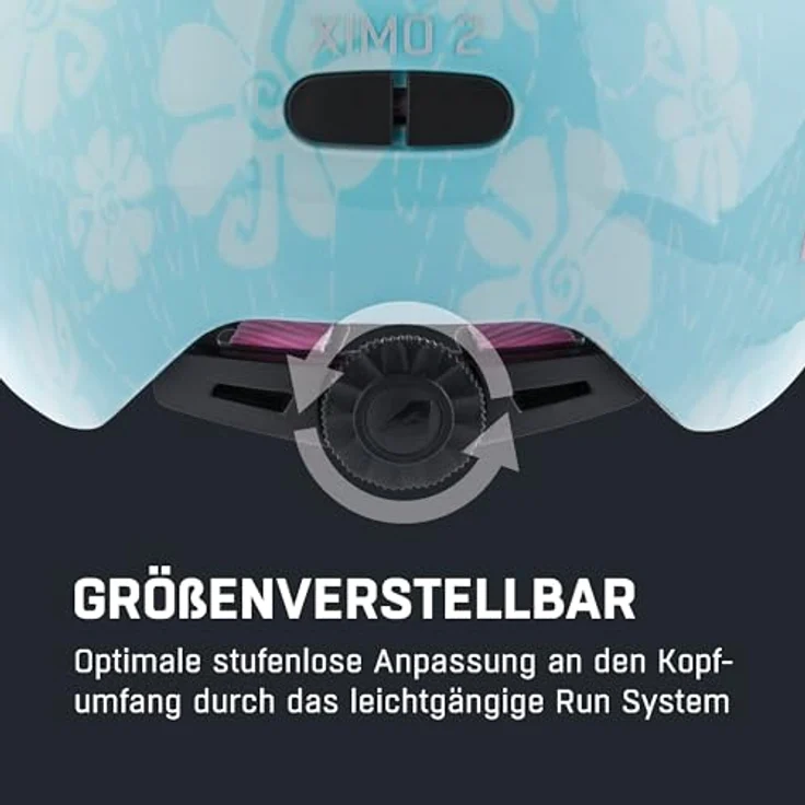 ALPINA Ximo Fahrradhelm für Kinder, leichte und bruchfeste Konstruktion mit optionalem LED-Licht, Aqua Rose Flower Gloss, Größe 45-49 – Bild 5