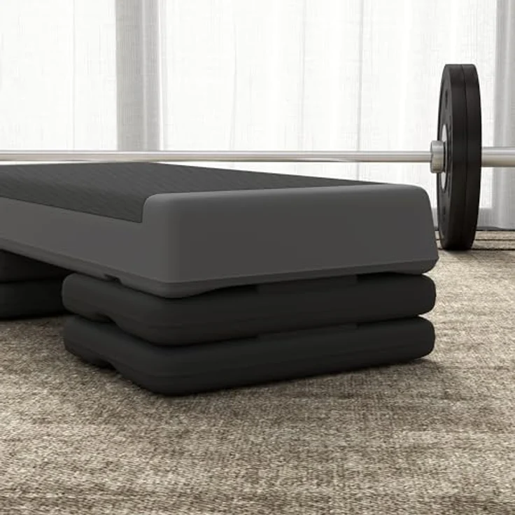 SPORTNOW Stepper, Höhenverstellbar 10,5/15,5/20,5 cm, Rutschfeste Oberfläche, Grau – Bild 8