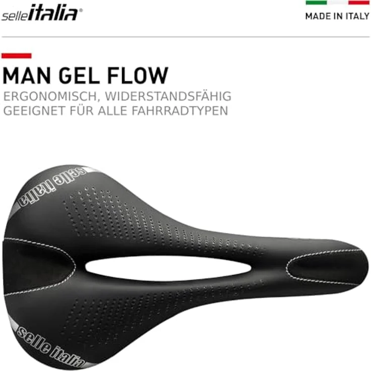 Selle Italia Man Gel Flow Fahrradsattel, anatomische Form und Shock Absorber System, schwarz, L2 – Bild 3