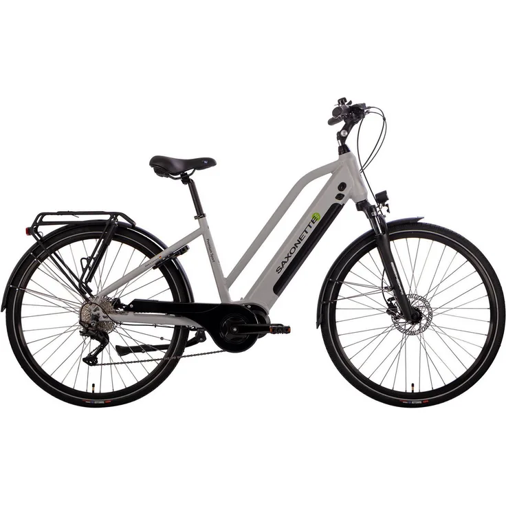 SAXONETTE E-Bike Trekkingrad Premium Sport (Trapez), 10 Gang Kettenschaltung, Mittelmotor 250 W, 522 Wh, hydraulische Scheibenbremsen, Pedelec für Damen