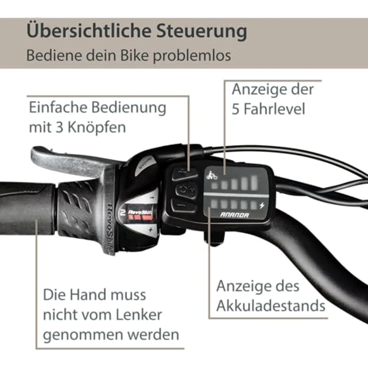 AGON Avesa E Bike Trekkingbike 28 Zoll Pedelec Elektrofahrrad mit Ananda Motor 25 km/h (weinrot, 48 cm) – Bild 5
