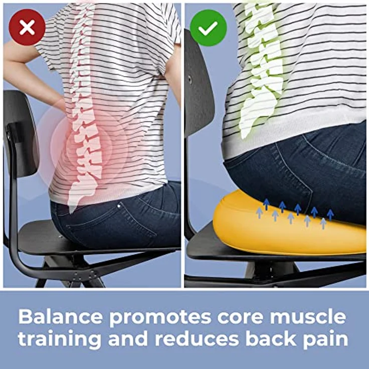 EVEREST FITNESS Balancekissen - Luftkissen mit 33 cm Durchmesser - Ballsitzkissen zur Stärkung der Balance - Orthopädisches Sitzkissen zur Linderung von Rückenschmerzen – Bild 2