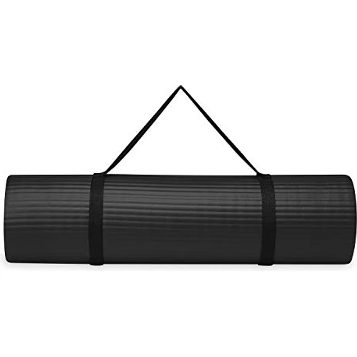 Gaiam Essentials Fitness Mat, Yogamatte, 10 mm Dicke, schwarz, 183 cm x 61 cm, strapazierfähig – Bild 8
