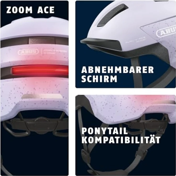 ABUS Fahrradhelm PURL-Y ACE mit LED-Licht – NTA-Schutzhelm für E-Bike und S-Pedelec – Lavendel (Light Lavender), Größe L – Bild 3