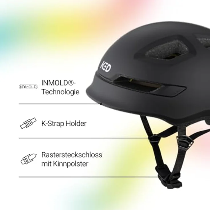 KED Pop II Lite Kinder Fahrradhelm, ultraleicht mit K-FIT System, schwarz matt, Größe 52-56 (M) – Bild 3