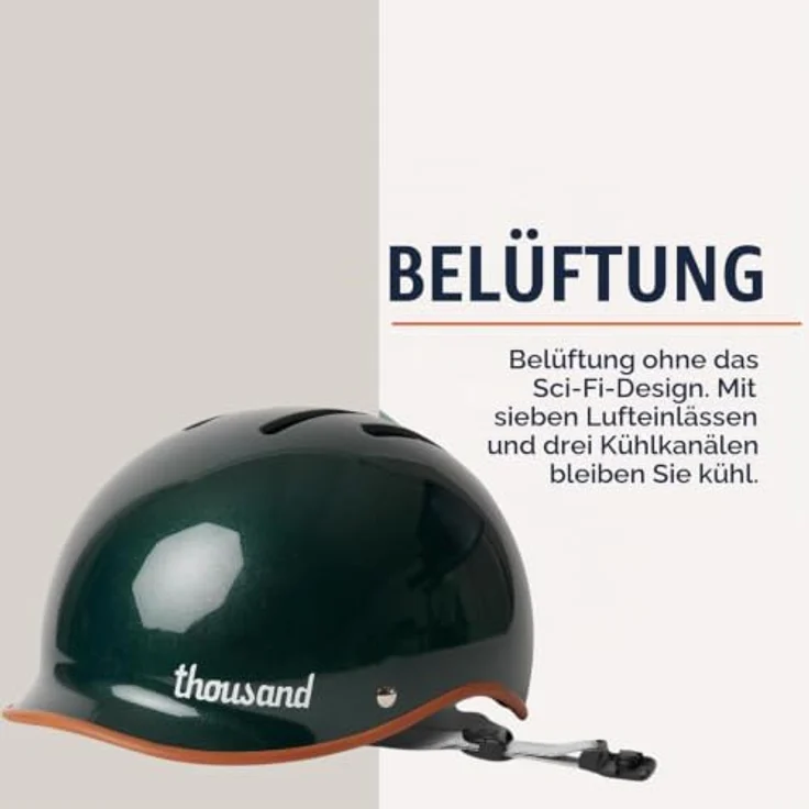 Thousand Heritage 2.0, Velohelm (59 - 62 cm) mit aktiver Belüftung, veganem Lederriemen und leichtem Design – Bild 3